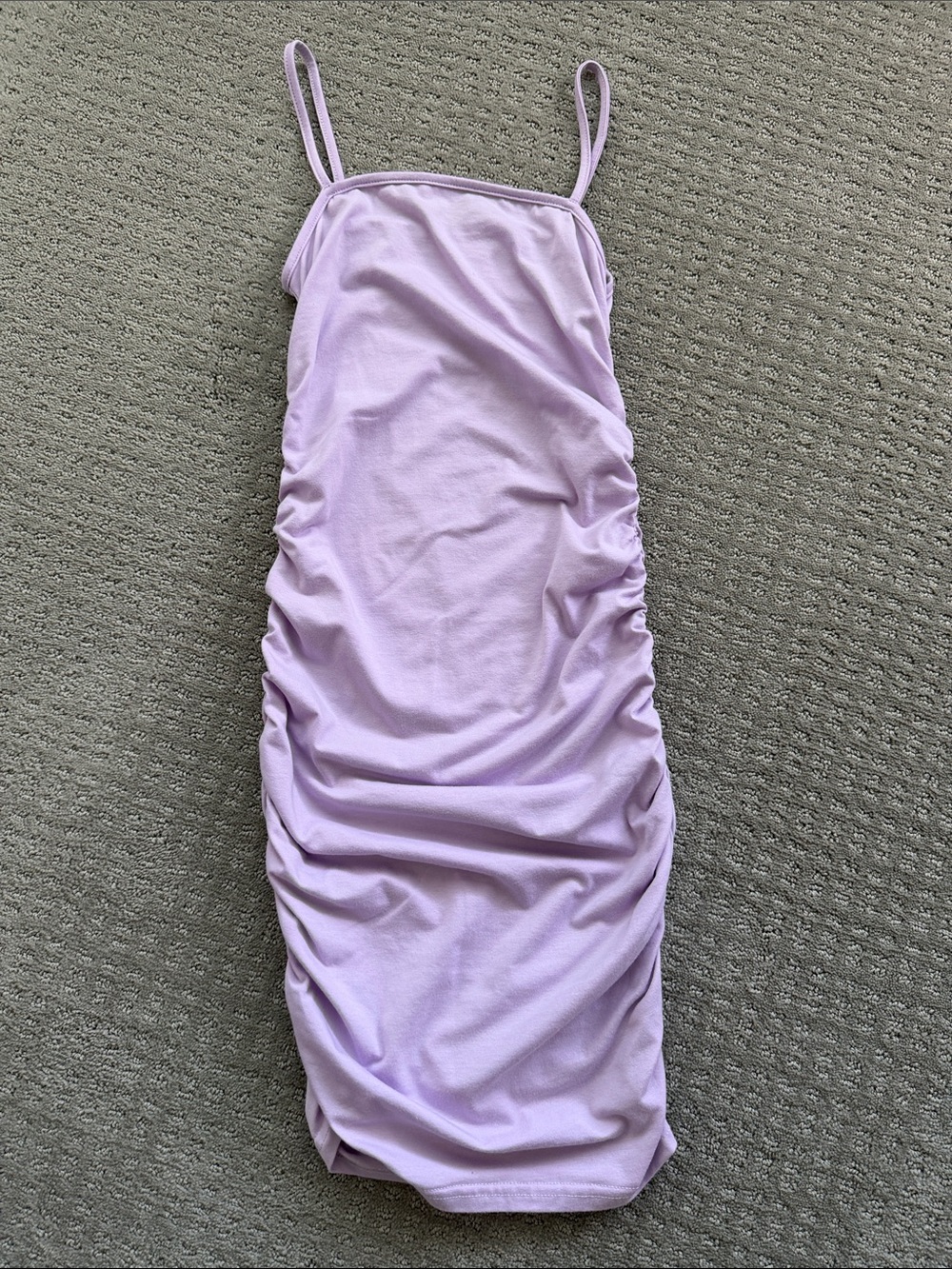 Xs Ruched Lilac Slip Dress with Spaghetti Straps - Never Worn!